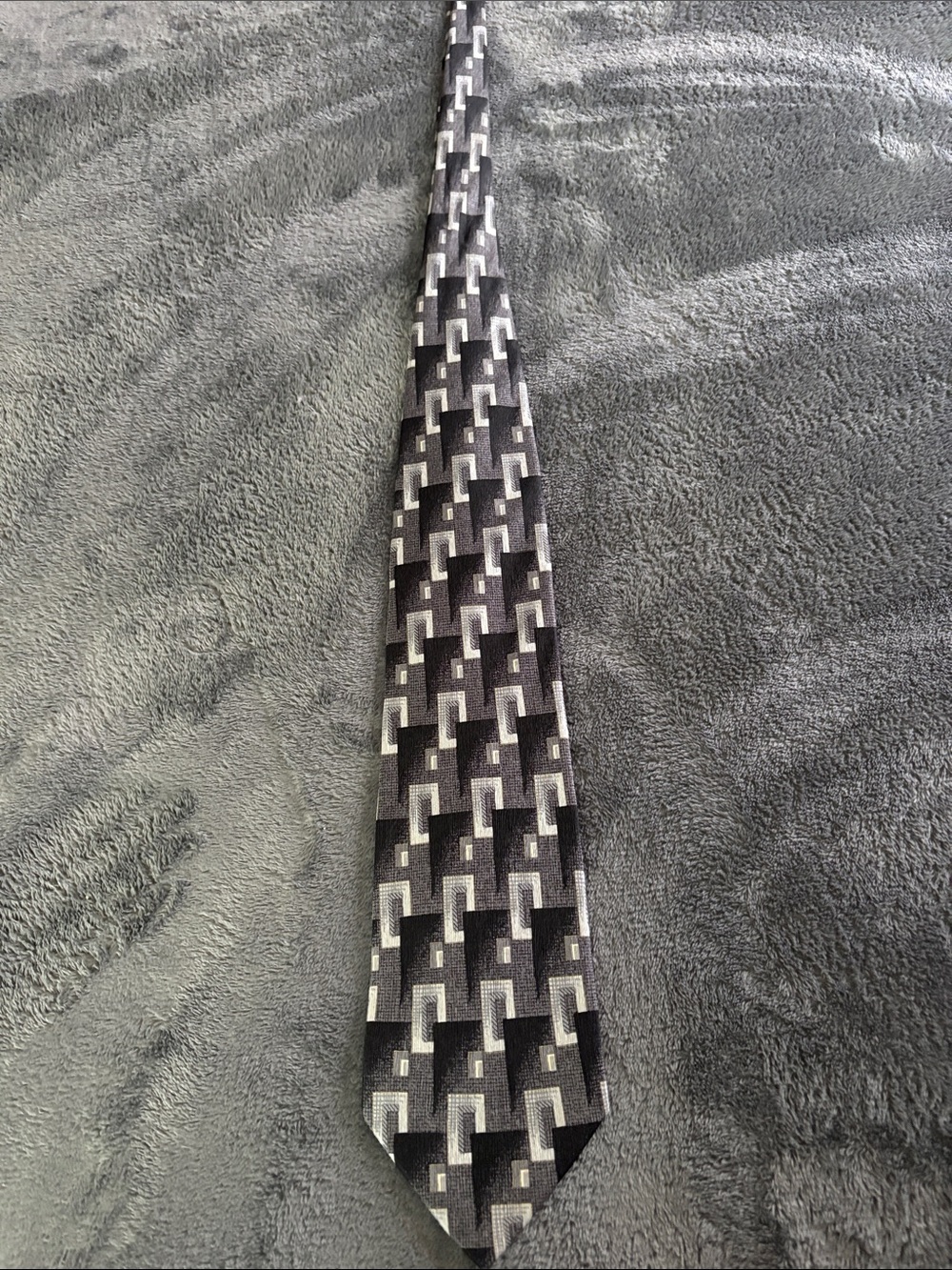 Lena Black and Silver Geometric Men's Tie